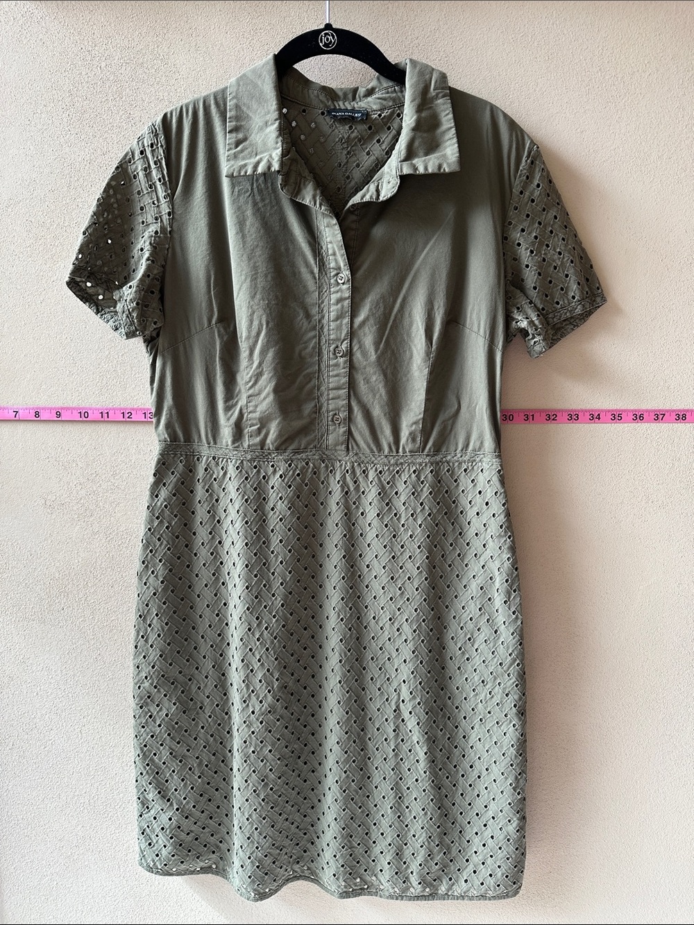 Made In Italy Olive Eyelet Polo Dress - Women's Casual Shirt Dress